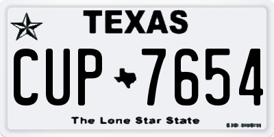 TX license plate CUP7654