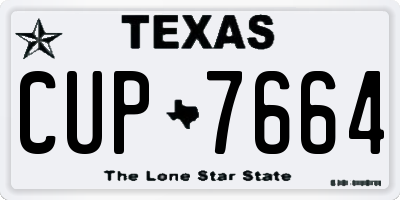 TX license plate CUP7664