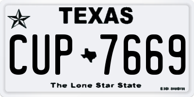 TX license plate CUP7669