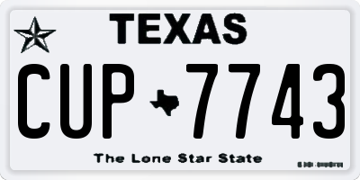 TX license plate CUP7743