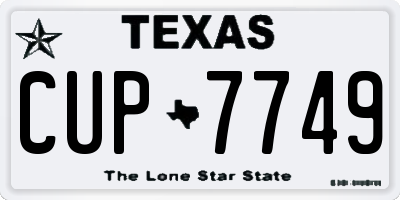 TX license plate CUP7749