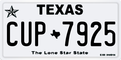 TX license plate CUP7925