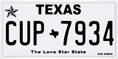 TX license plate CUP7934
