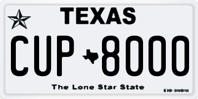 TX license plate CUP8000