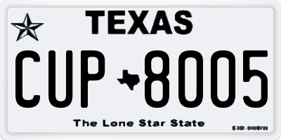 TX license plate CUP8005