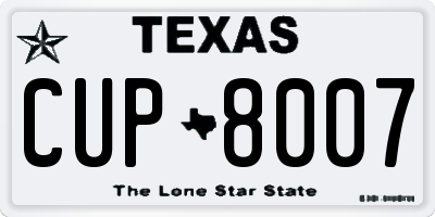 TX license plate CUP8007