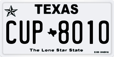 TX license plate CUP8010