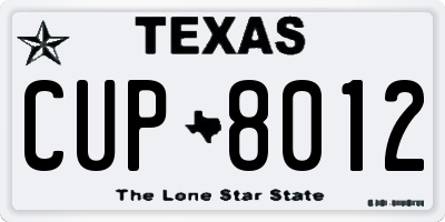 TX license plate CUP8012
