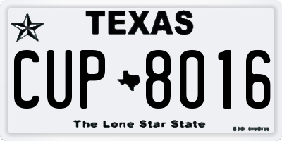 TX license plate CUP8016