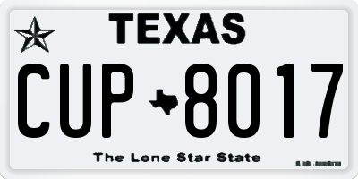 TX license plate CUP8017
