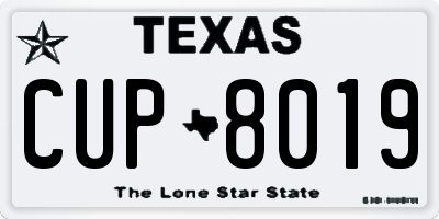 TX license plate CUP8019