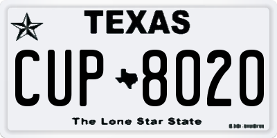 TX license plate CUP8020