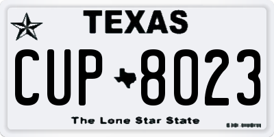 TX license plate CUP8023
