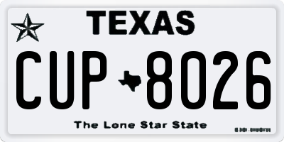 TX license plate CUP8026