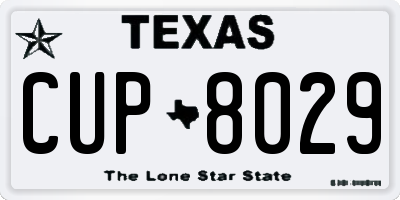 TX license plate CUP8029