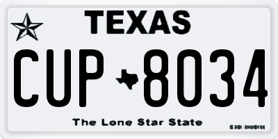 TX license plate CUP8034