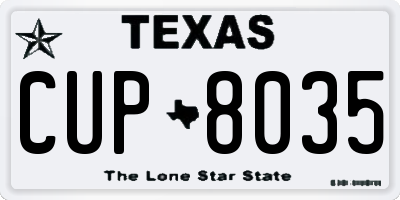 TX license plate CUP8035