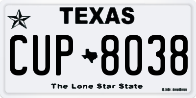 TX license plate CUP8038