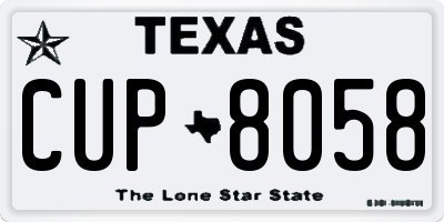 TX license plate CUP8058