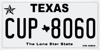 TX license plate CUP8060