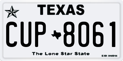 TX license plate CUP8061