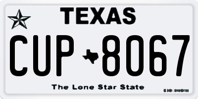 TX license plate CUP8067