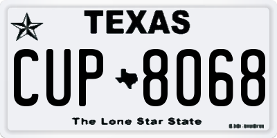 TX license plate CUP8068