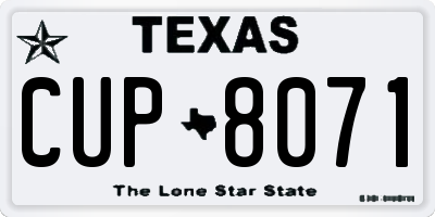 TX license plate CUP8071