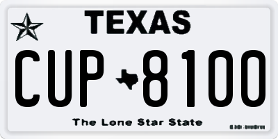 TX license plate CUP8100