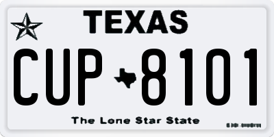TX license plate CUP8101