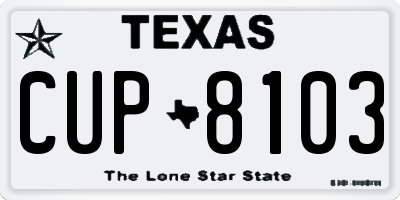 TX license plate CUP8103