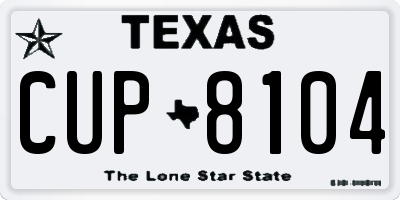 TX license plate CUP8104