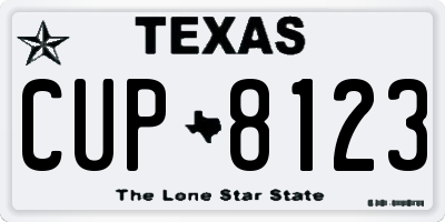 TX license plate CUP8123