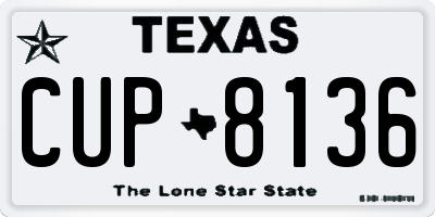 TX license plate CUP8136
