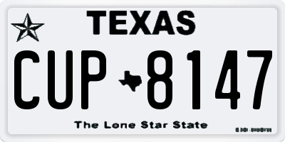 TX license plate CUP8147