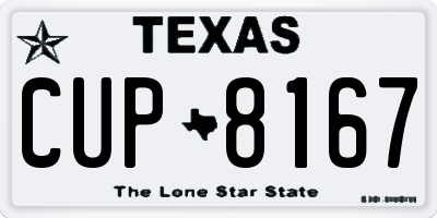 TX license plate CUP8167