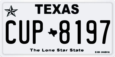 TX license plate CUP8197