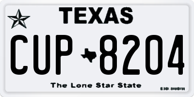 TX license plate CUP8204