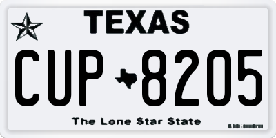 TX license plate CUP8205
