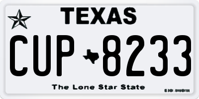TX license plate CUP8233