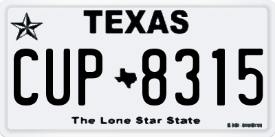 TX license plate CUP8315