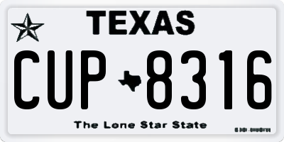 TX license plate CUP8316