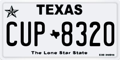 TX license plate CUP8320