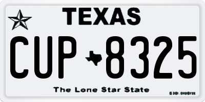 TX license plate CUP8325