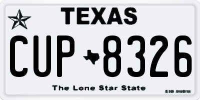 TX license plate CUP8326