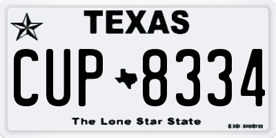 TX license plate CUP8334