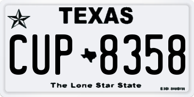 TX license plate CUP8358