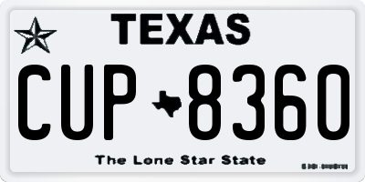 TX license plate CUP8360