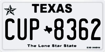 TX license plate CUP8362
