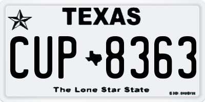 TX license plate CUP8363